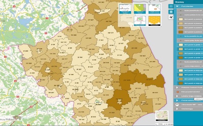 obraz przedstawia kawałek mapy z podziałem na gminy