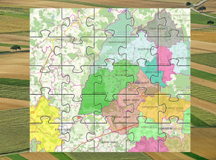 obraz z kawałkiem mapy i polami rolnymi
