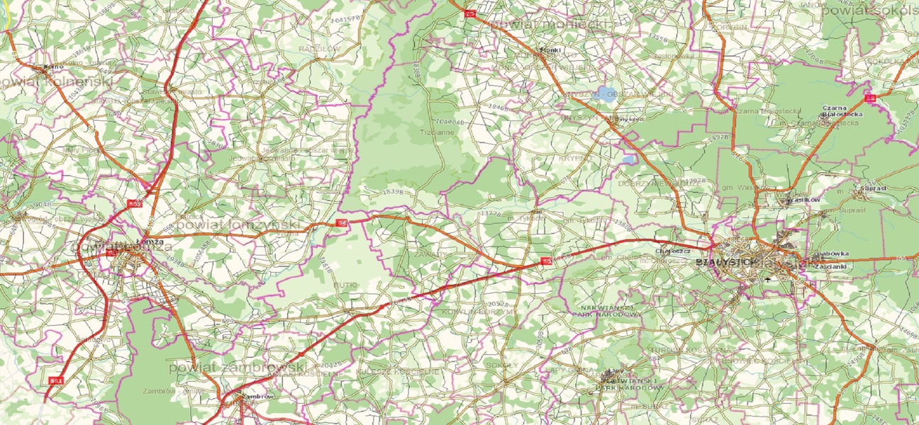 obraz z kawałkiem mapy z siecią dróg