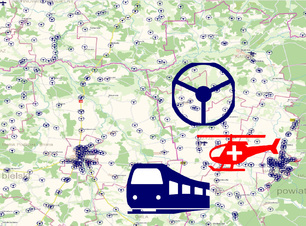 obraz z kawałkiem mapy dotyczącej obiektów związanych z transportem