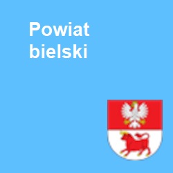 obraz w kształcie kwadratu z logiem powiatu bielskiego