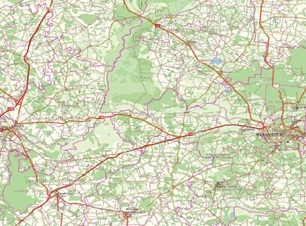 mapa przedstawia kawałek mapy z liniami dróg